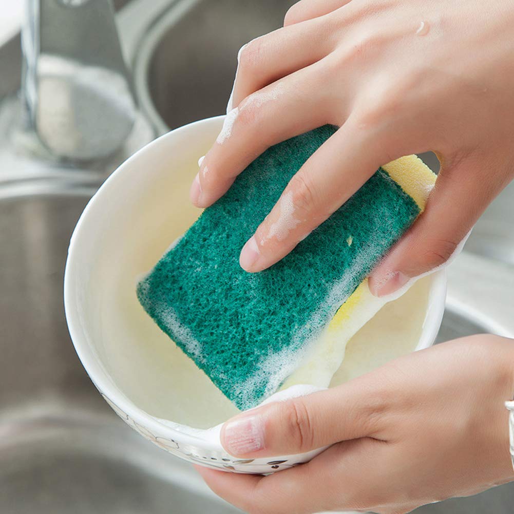 Premium Cleaning Sponge for Kitchen - Extra Durable Dish Washing Sponge with Scrub Pad - Perfect for Pots, Pans, Dishes & Countertop Cleaning
