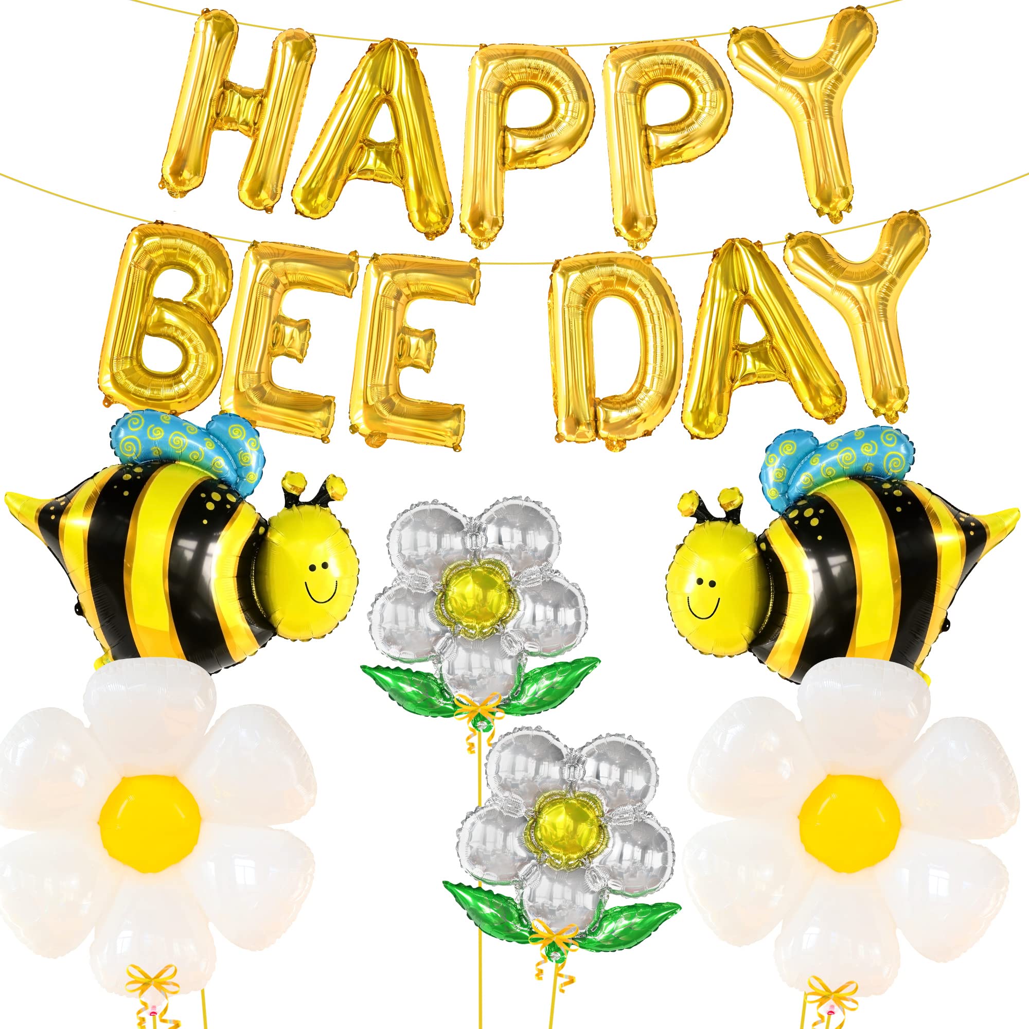32 Inch Big Happy Bee Day Balloons Set - Bumble Bee Balloons for 1st Birthday Party Decorations | Bee Themed Party Supplies | Perfect for Baby Showers, Gender Reveals & Spring Celebrations
