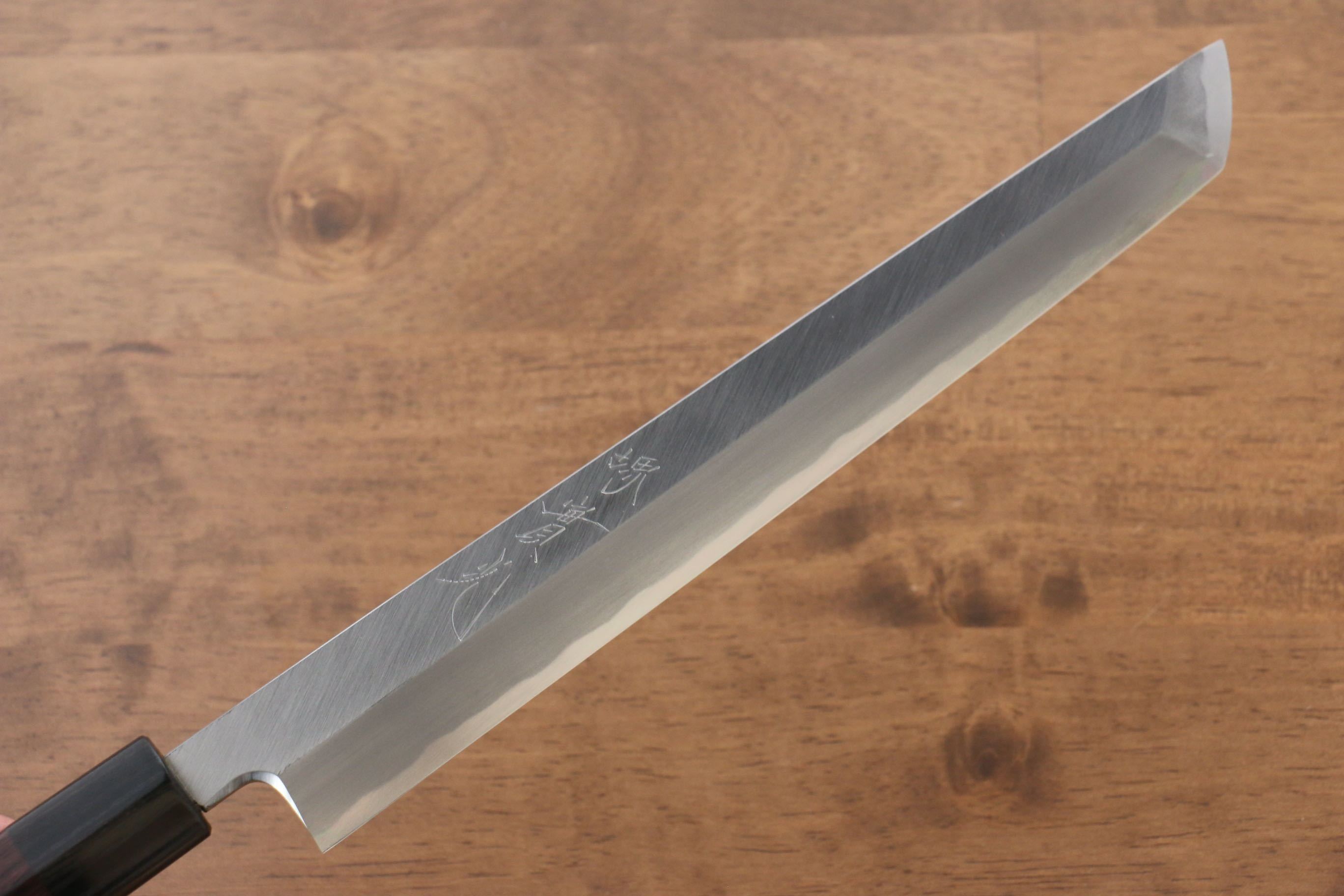 Premium Jikko White Steel No.2 Sakimaru Yanagiba 240mm Japanese Sushi Knife with Exquisite Shitan Handle - Perfect for Sushi Chefs & Professional Japanese Cuisine Preparation