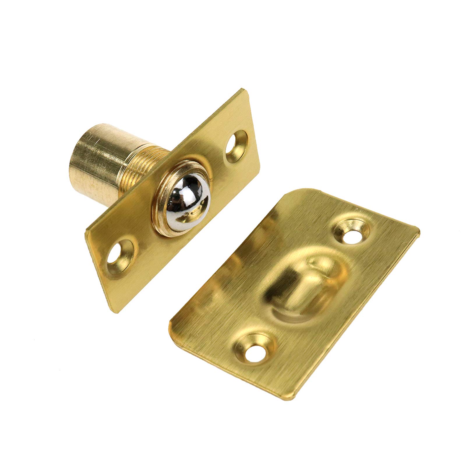 Dasunny 4-Pack Adjustable Stainless Steel Closet Door Ball Catch Locks with Strike Plate - Bright Gold Tone - Perfect for Sliding Doors, Cabinets & Wardrobes
