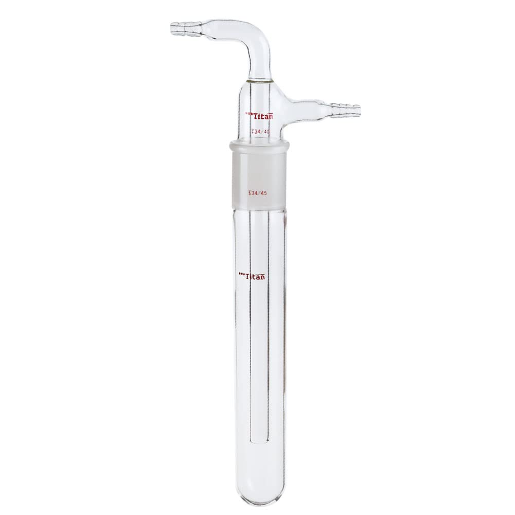 High-Quality 2-Part Glass Vacuum Cold Trap with 34/45 Joint - Lab Gas Washing Bottle for Solvent Removal & Distillation | Perfect for Chemistry Labs, Research & Industrial Applications