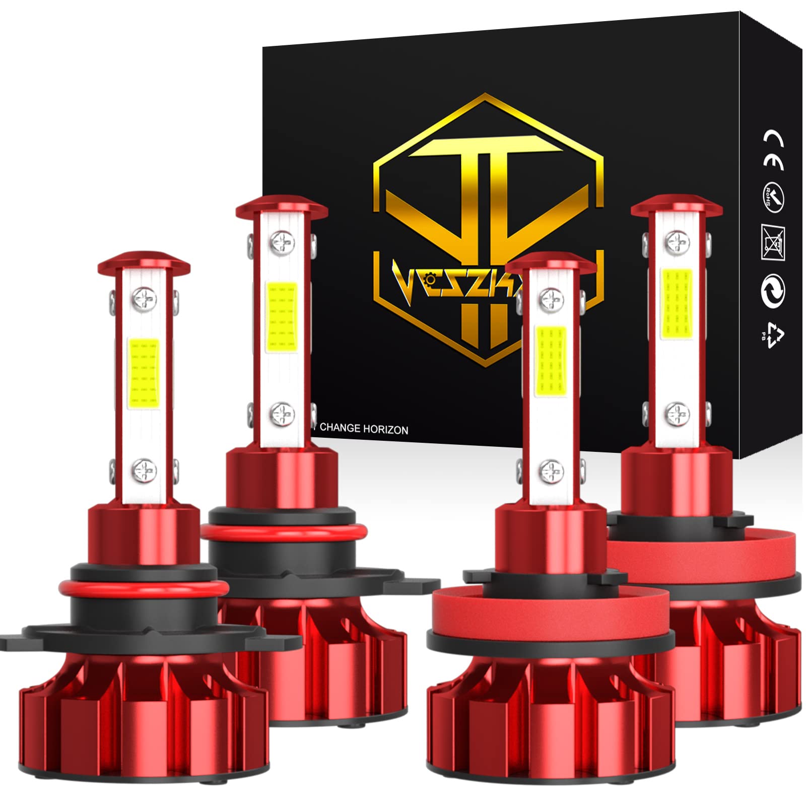 2008-2017 Honda Accord LED Headlights 9005 HB3 H11 Bulbs - 6000K Cool White 4-Pack for Night Driving