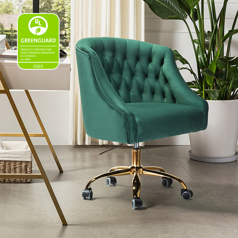 Penelope Velvet Tufted Office Chair - Ergonomic Executive Desk Chair with Lumbar Support - Perfect for Home Office, Gaming & Workspace Comfort