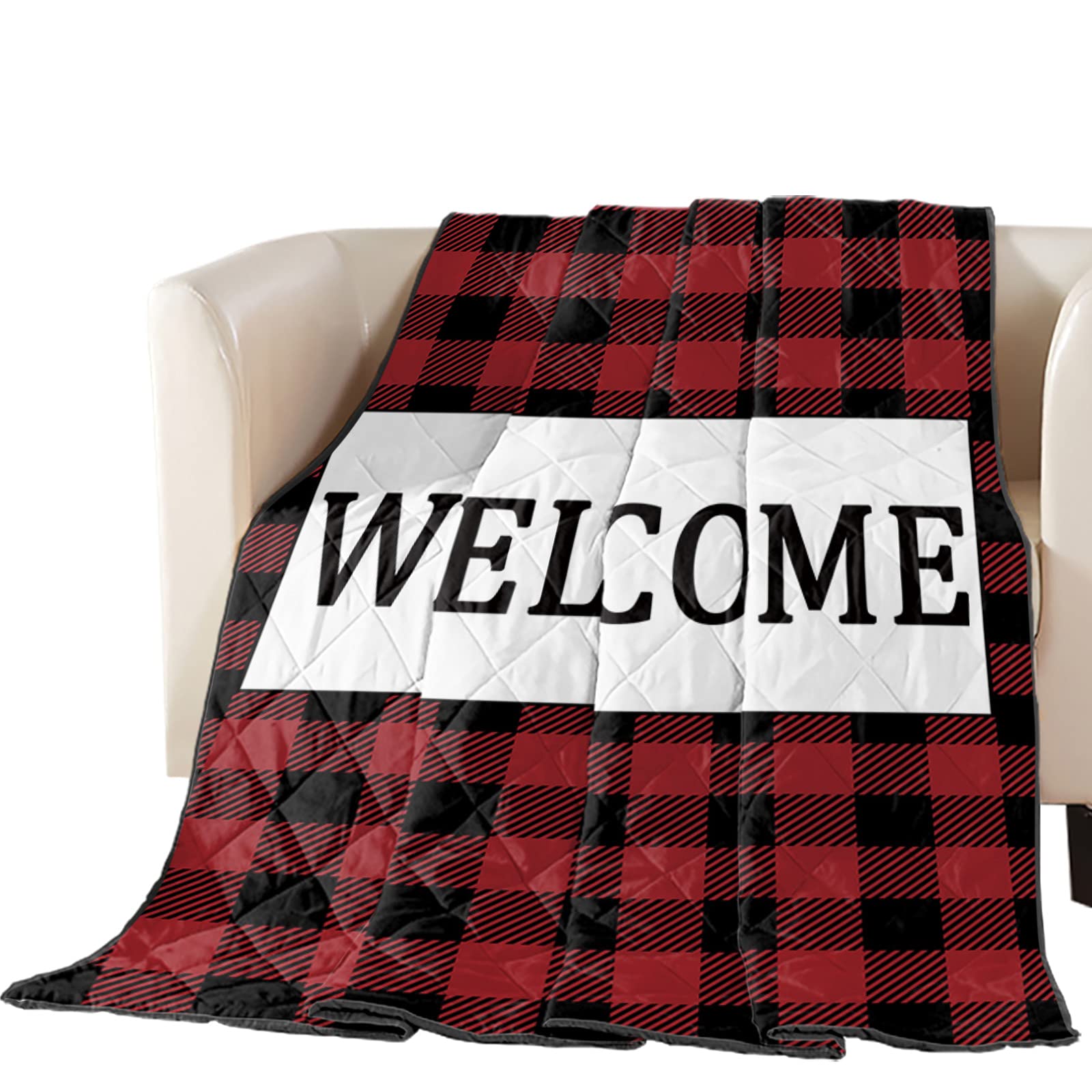 Soft All-Season Comforter Duvet - Lightweight Air Conditioning Quilt for Summer, Twin Size 64x88 Inch - Red Black Buffalo Check Plaid Blanket for Bedroom, Couch & Living Room | Perfect for Cozy Nights, Guest Beds & Lounge Relaxation