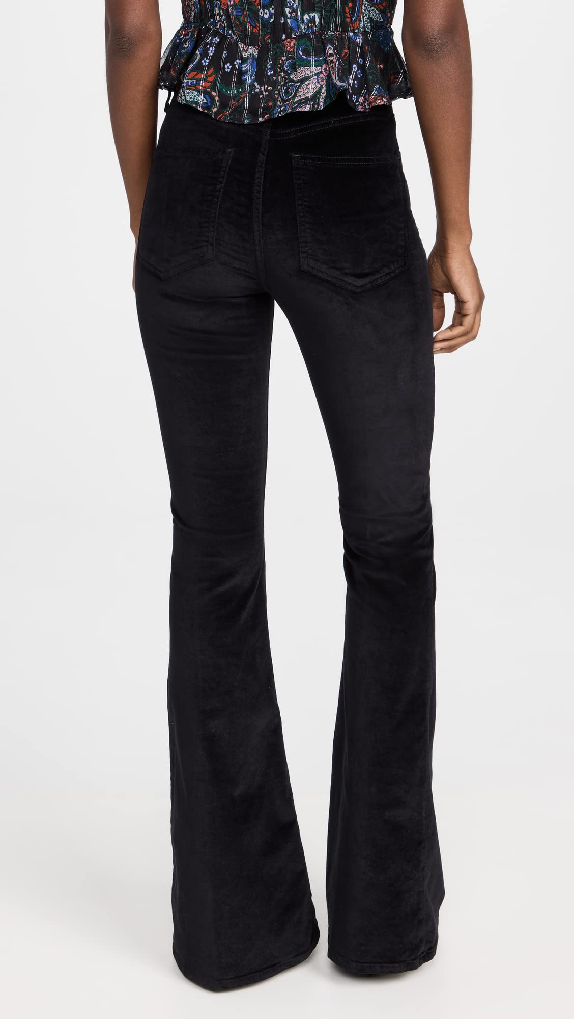 Women's Sheridan Velvet Bell Bottom Jeans - High Waisted Flared Pants for 70s Retro Style, Comfortable Stretch Fabric for Casual Wear & Night Out