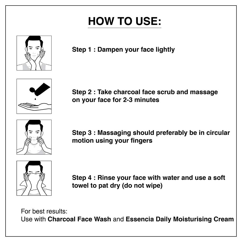 The Man Company Charcoal Tan Removal Face Scrub for Men - Deep Cleansing Exfoliator for Glowing Skin | Anti Acne & Blackhead Remover for Oily & Combination Skin | 100g Travel-Friendly Tube | Perfect for Daily Skincare Routine & Post-Shave Care