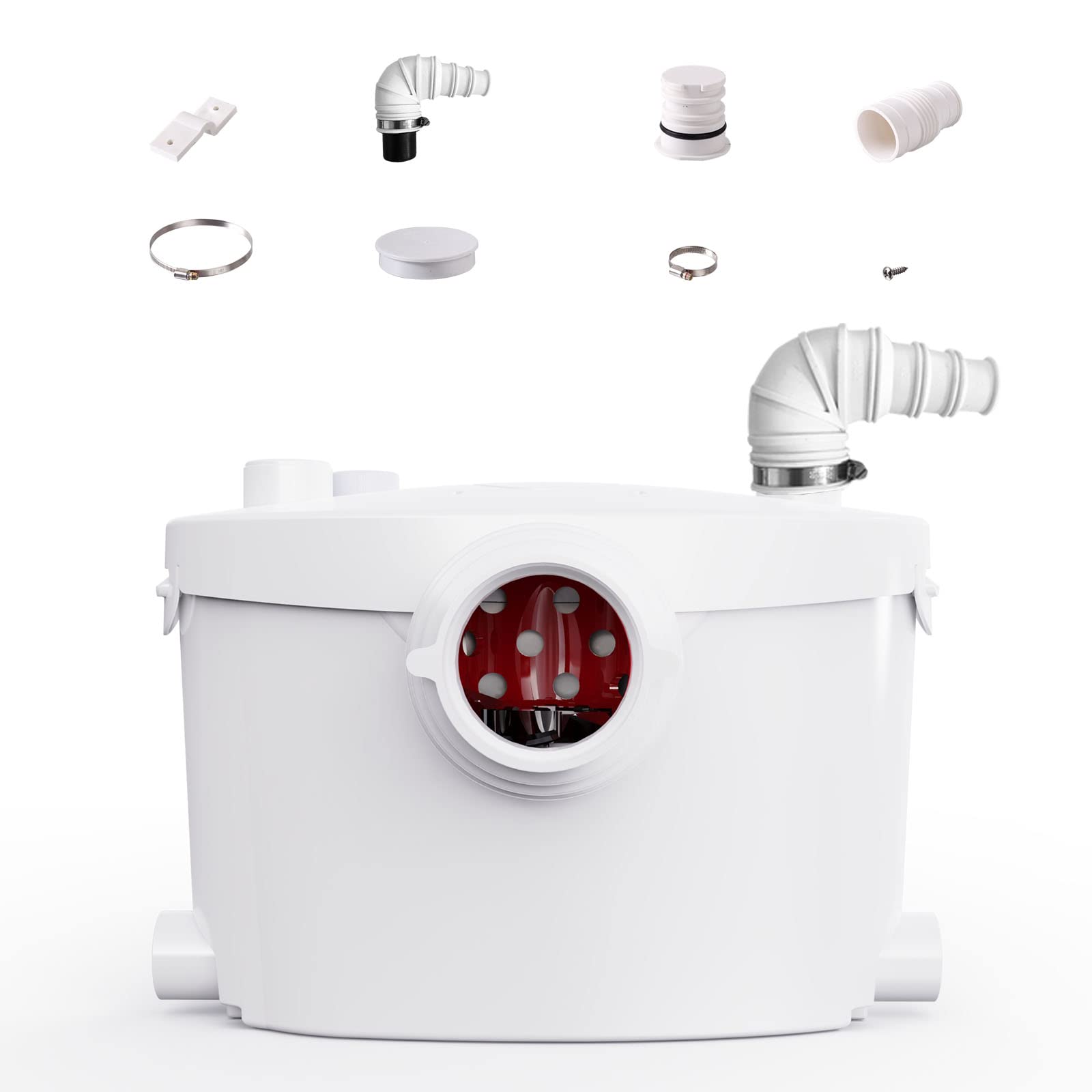 600W Macerator Pump System for Upflush Toilet - Basement Toilet Pump with AC Vent & 4 Water Inlets - Connects to Sink, Shower, Laundry - Ideal for Basement Bathrooms, Tiny Homes, RV Toilets & Renovation Projects