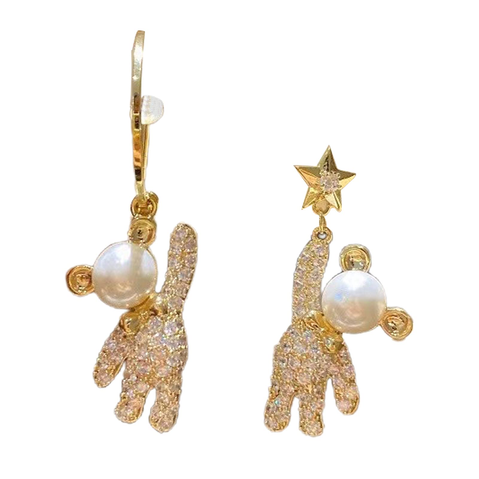 Trendy Bear Shape Alloy Drop Earrings for Women - Chic Shiny Dangle Earrings for Party, Date Night & Special Occasions