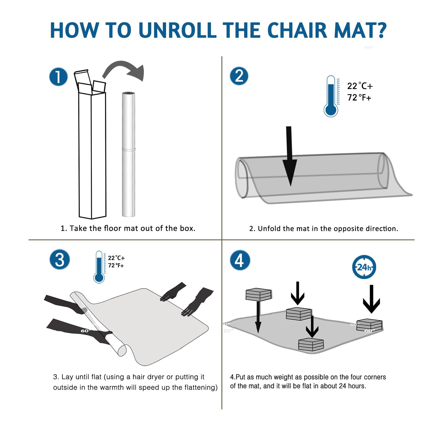 45” x 53” Large Office Chair Mat for Hardwood Floors - Heavy Duty Under Desk Chair Mat for Rolling Chairs, Non-Slip Floor Protector with Easy Glide Surface - Perfect for Home Office, Study Room & Workspace (Rectangle)