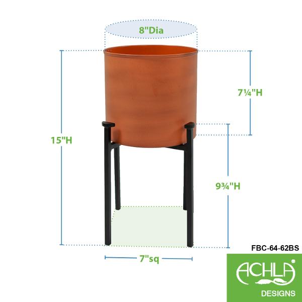 Eileen Planter with Steel Patina Pot - Modern Indoor/Outdoor Flower Pot for Home Decor, Office Plants & Garden Decorations