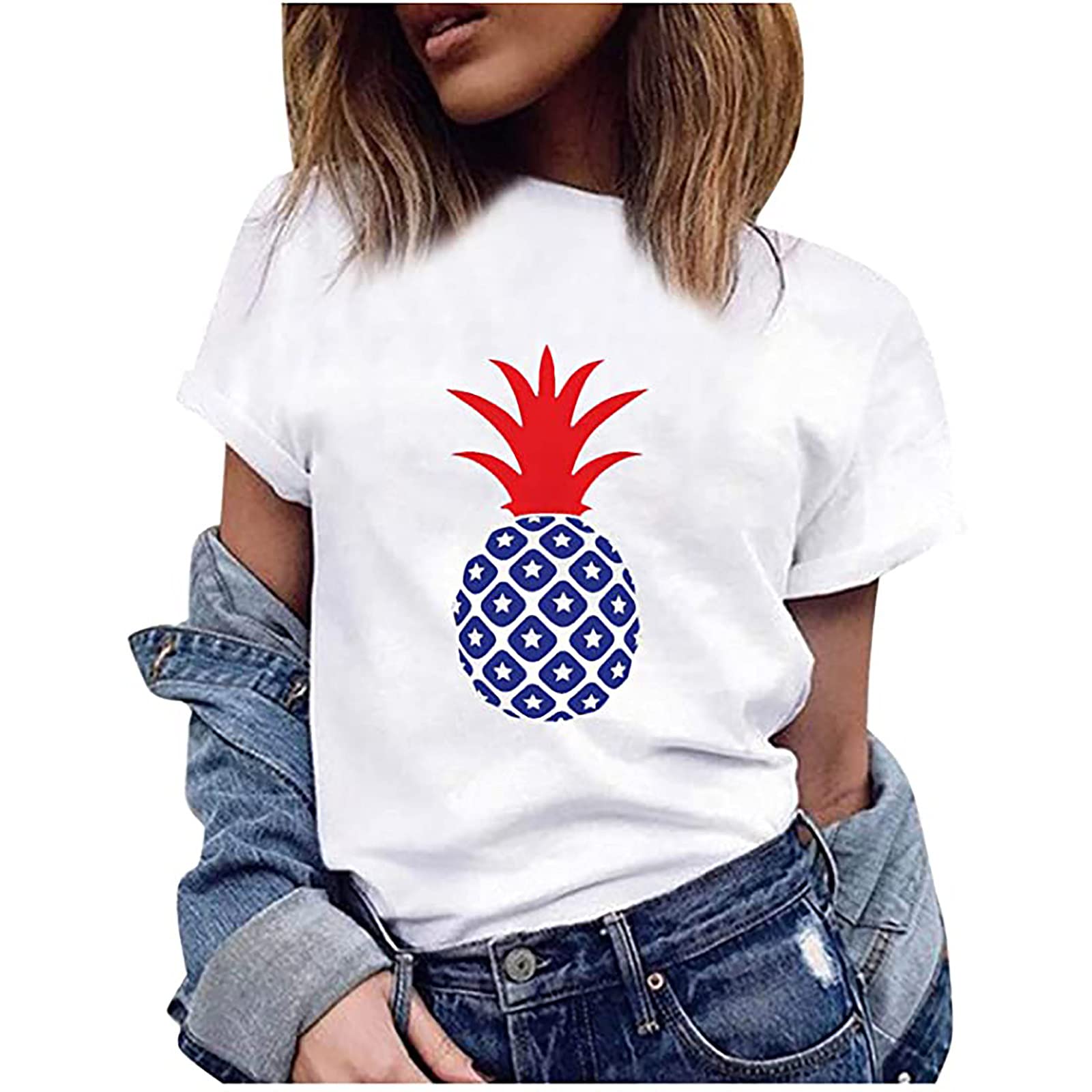 4th of July Shirts for Women - Trendy Patriotic Crewneck Loose T-Shirts | Cute Summer Party Tops | Perfect for Independence Day Celebrations, BBQ Parties & Festive Outfits