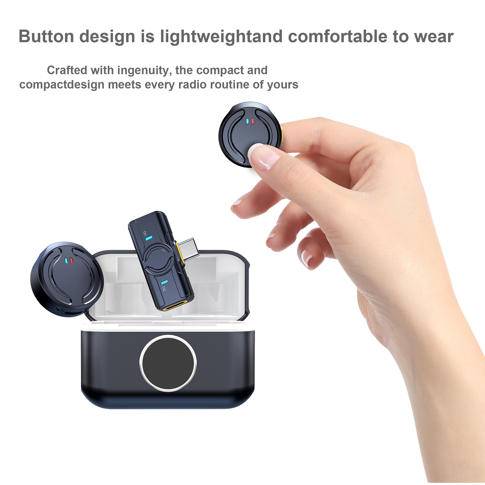 Wireless Lavalier Microphone for iPhone & Android - Plug & Play with Lightning/USB-C, Noise Cancelling Omnidirectional Condenser Mic for Video Recording, Podcasting, Vlogging, YouTube, Live Streaming & Online Meetings