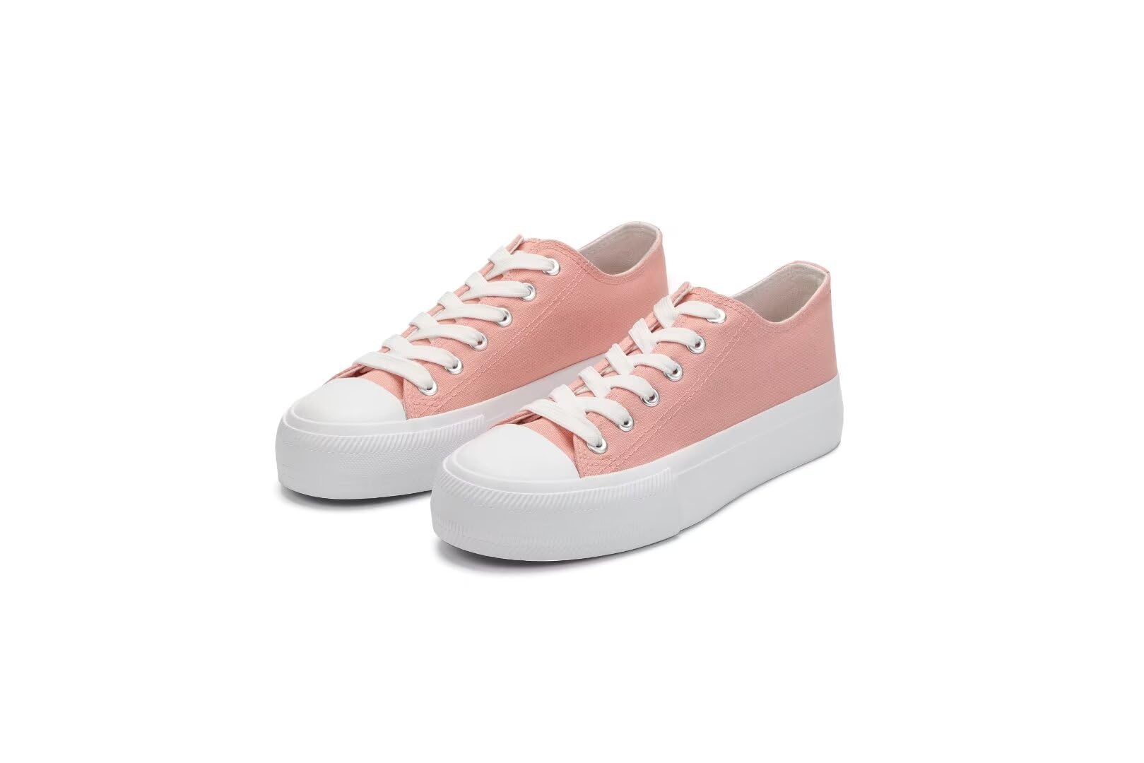 Women's Platform Canvas Sneakers - Low Top & High Top Lace-Up Casual Shoes | Comfortable Fashion Footwear for Everyday Wear, Walking & Street Style Outfits