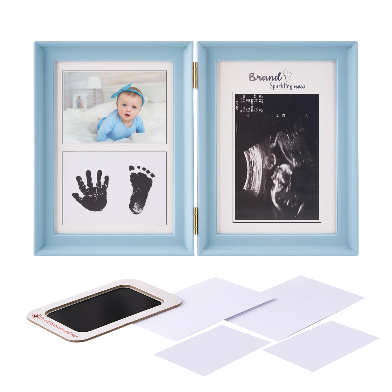 Baby Hand and Footprint Kit - Non-Toxic Ink Pad for Baby's First Prints | 4 Keepsake Art Cards | Mess-Free Baby Shower Gift for Boys & Girls (Blue) | Capture Precious Memories for Newborns, Christenings & 1st Birthdays