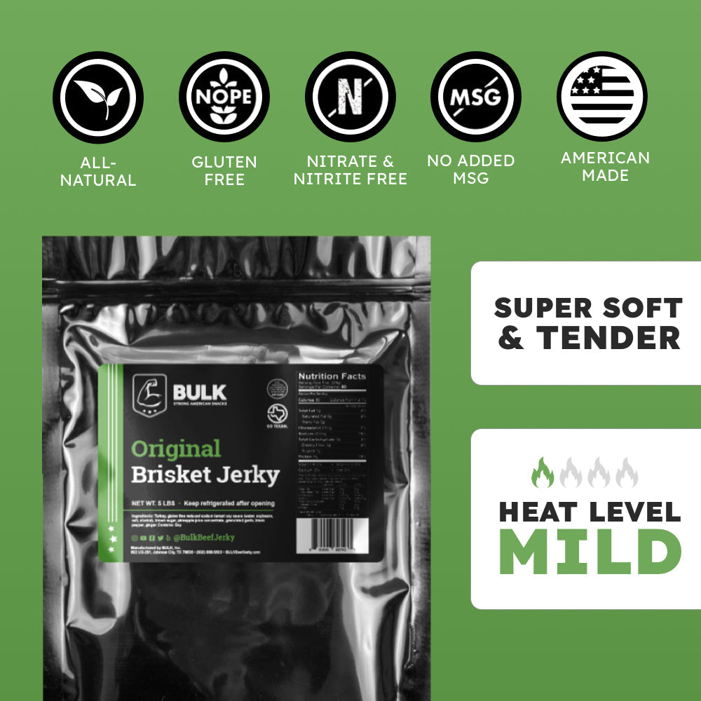 Original Pepper Brisket Beef Jerky - Bulk Pack | High Protein, Low Carb Snack for Hiking, Camping & Road Trips