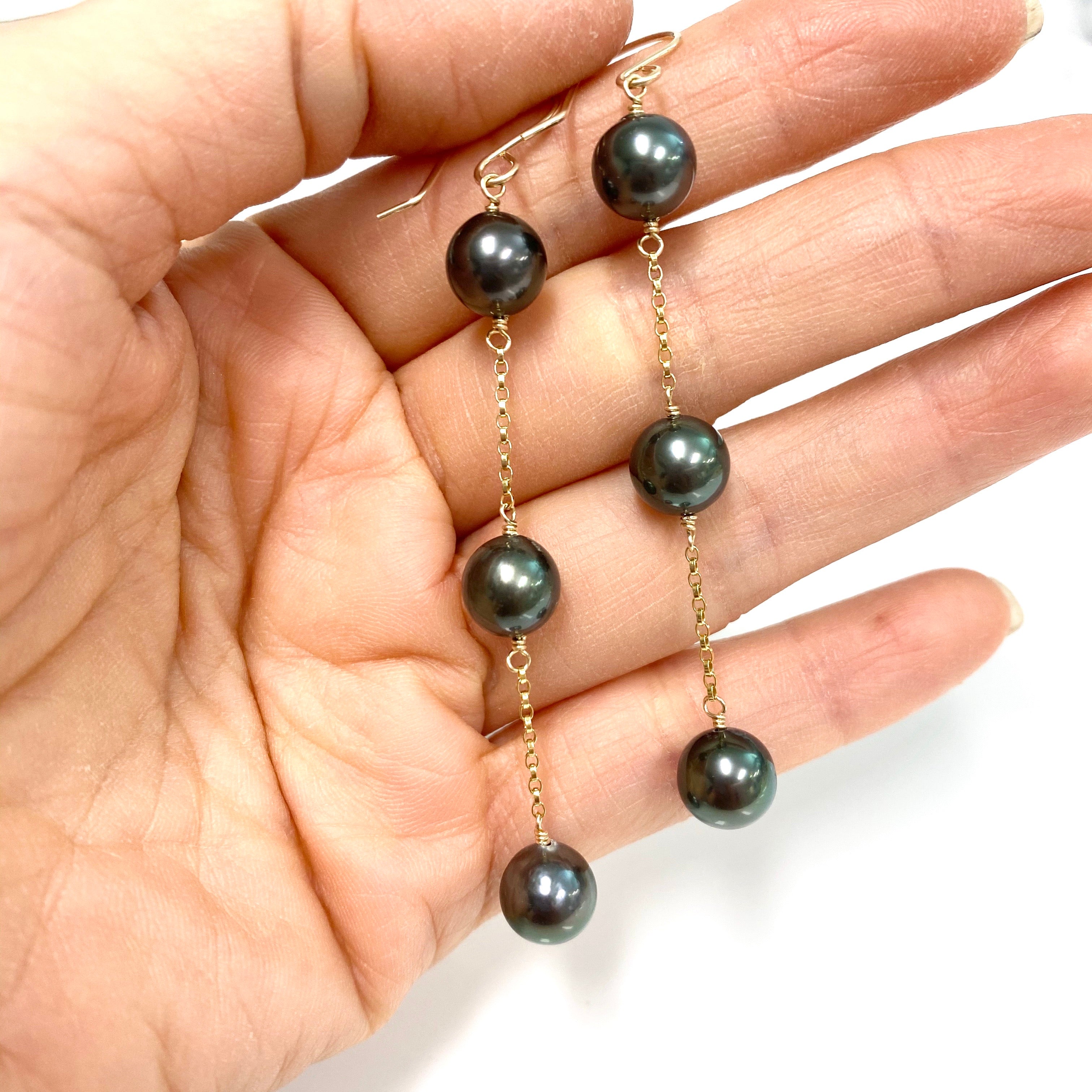 PUALANI Tahitian Pearl Earrings (E592) - Elegant & Luxurious Jewelry for Women, Perfect for Weddings, Parties & Special Occasions