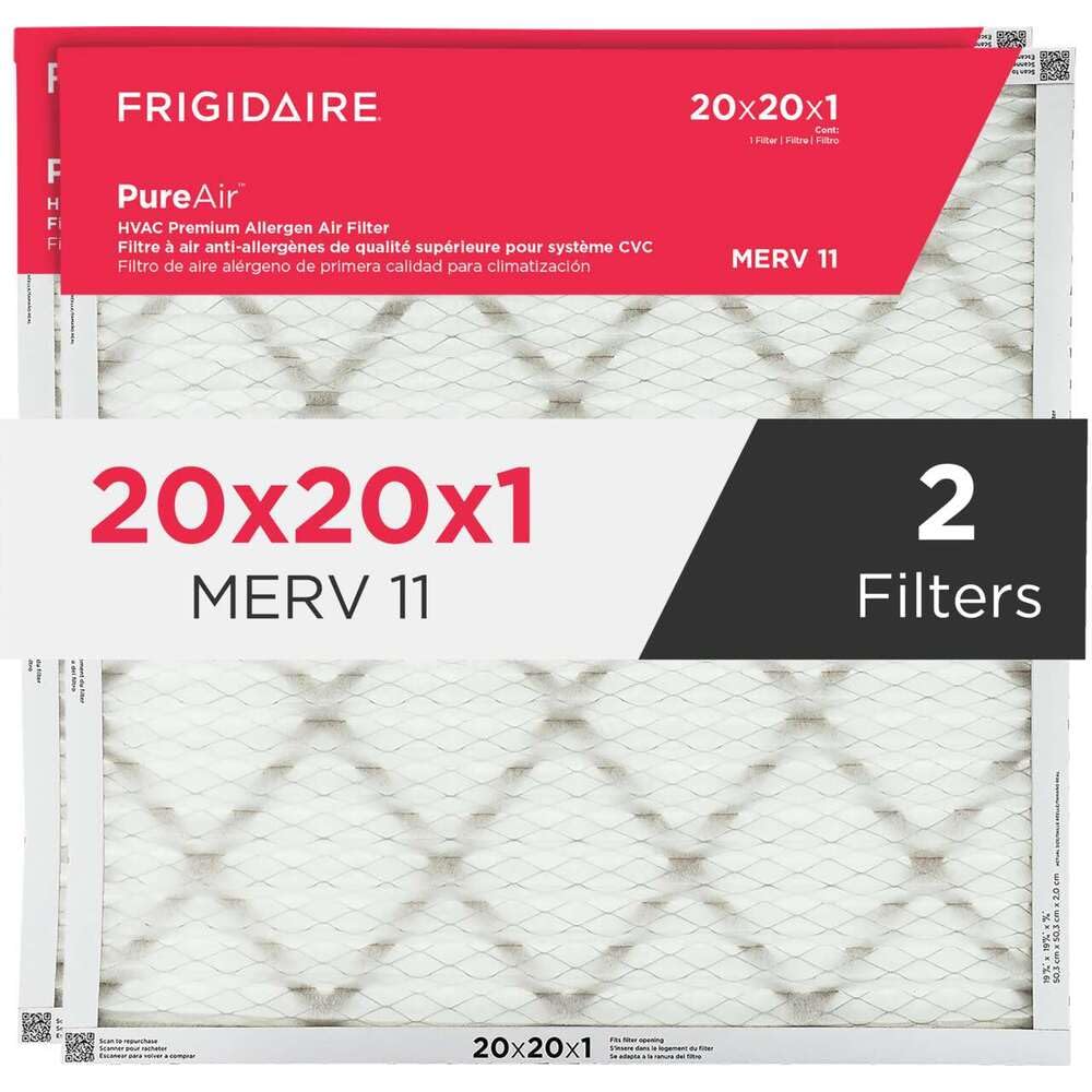 Frigidaire PureAir® 20x20x1 Inch MERV 11 Air Filter - 2 Pack for AC Furnace & HVAC Systems - Improves Indoor Air Quality for Home & Office