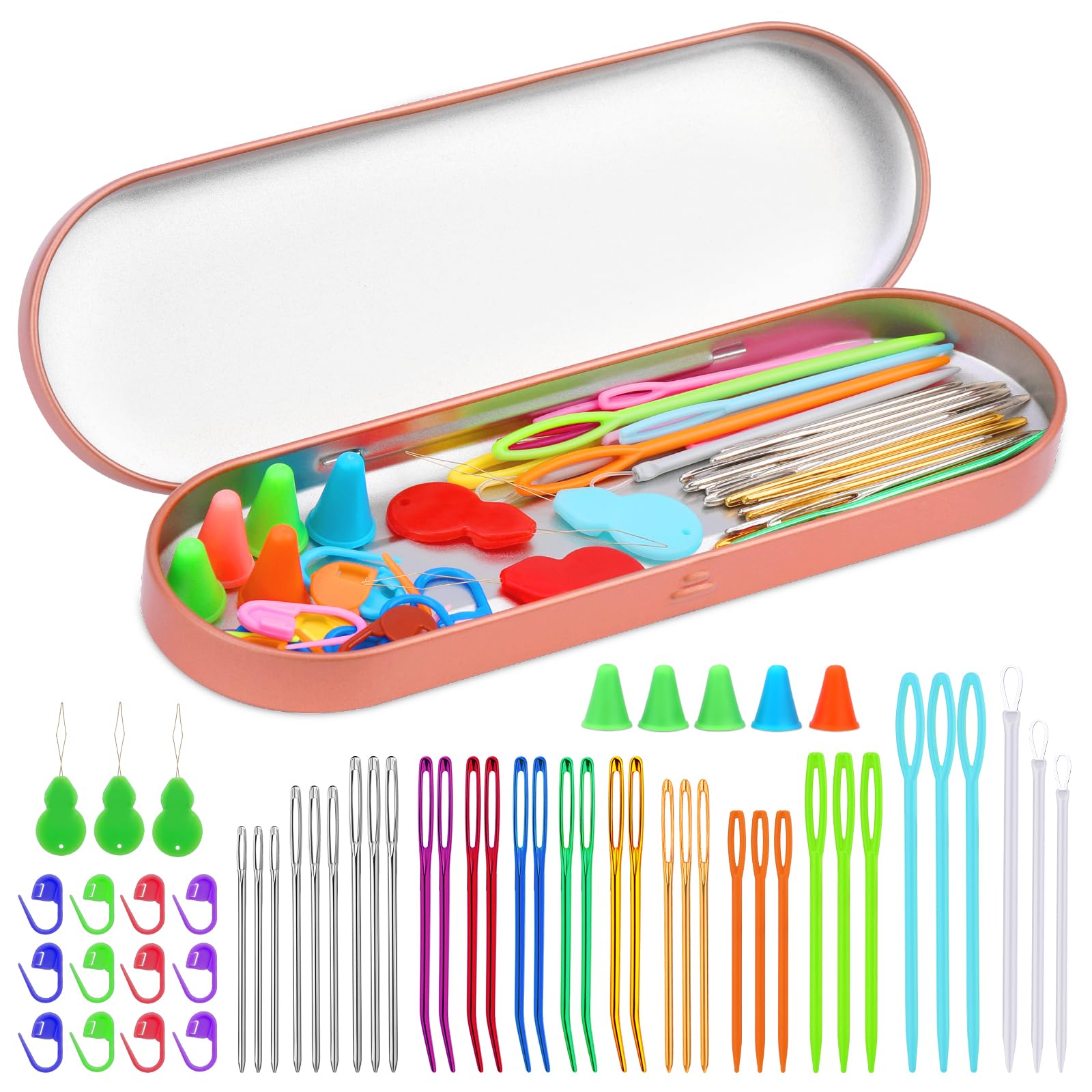 55pcs Large-Eye Blunt Yarn Needles Set - Colorful Plastic Tapestry & Darning Needles for Knitting, Crocheting, and Sewing - Perfect for DIY Crafts, Mending Clothes, and Handmade Projects