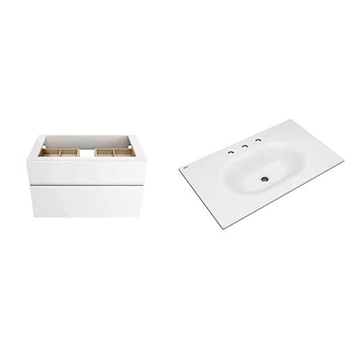 American Standard 8726033.020 33-inch Double-Drawer Bathroom Vanity in White with Integrated Vanity Top Sink - Space-Saving Design for Small Bathrooms & Powder Rooms