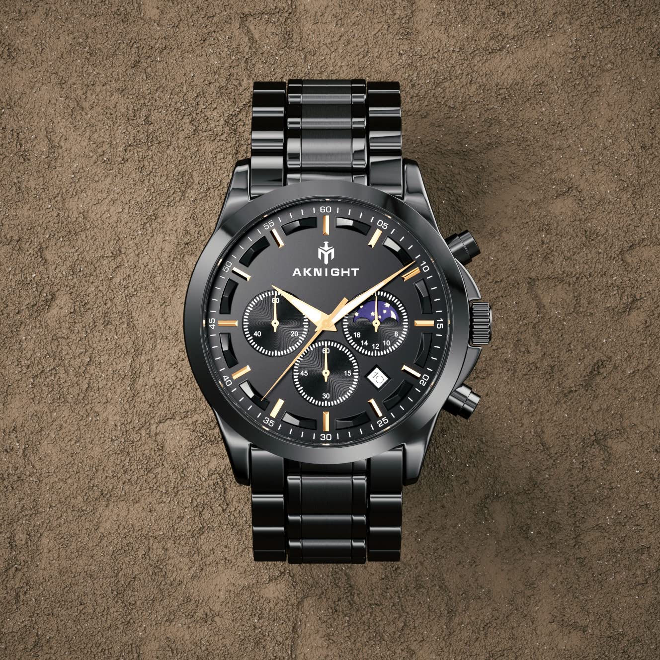 BENYAR AKNIGHT Men's Analog Quartz Chronograph Watch - 45mm Big Face, Waterproof, Luminous Hands, Calendar - Business, Work, Sport & Casual Fashion Watch for Men | Perfect for Office, Outdoor & Daily Wear