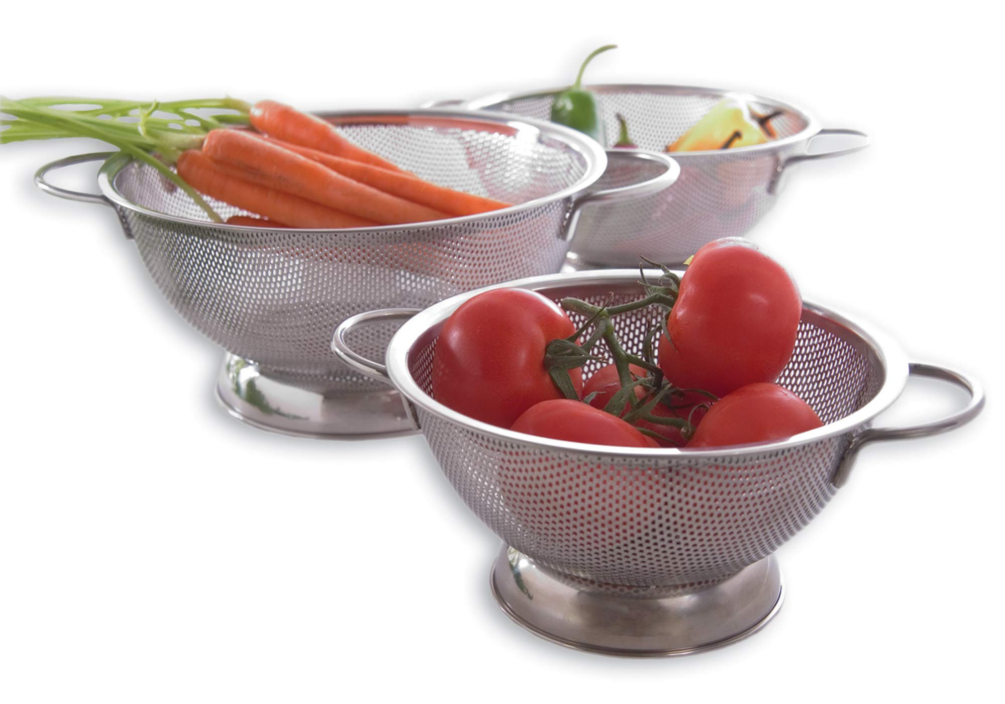 Tovolo 2.5 Quart Stainless Steel Colander - Rust-Resistant Pasta Strainer & Vegetable Washer with Looped Handles & Stable Rimmed Base - Perfect for Kitchen Food Prep, Salad Washing & Draining Pasta