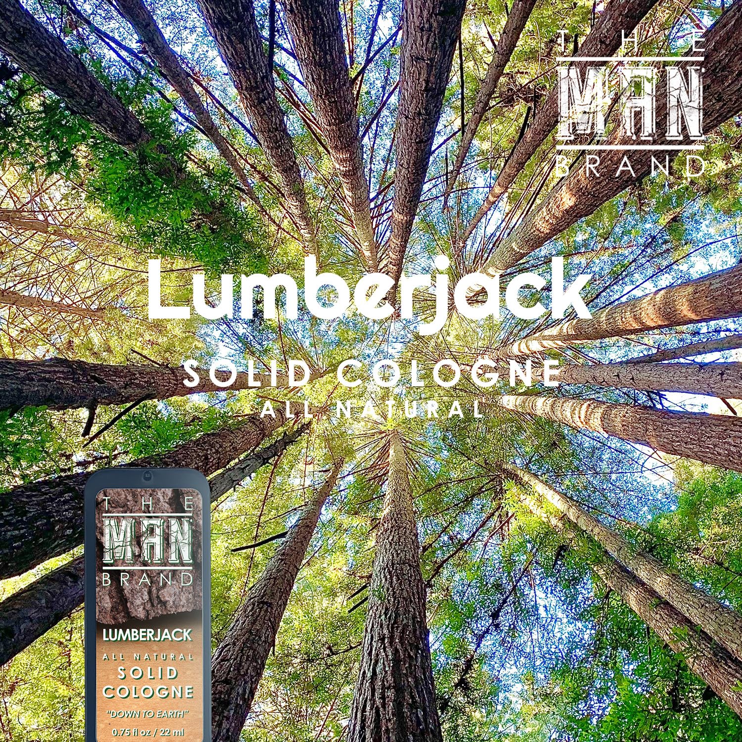 Natural Lumberjack Solid Cologne for Men - Wooden Scented Fragrance Wax (3/4 oz Travel Size) - Perfect for Outdoor Adventures, Camping & Daily Wear