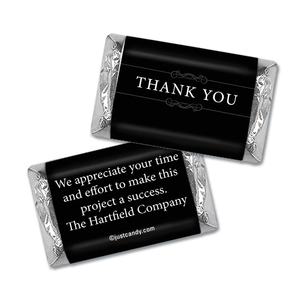 Personalized Thank You Candy Favors Miniatures - Black (75 Count) - Perfect for Weddings, Baby Showers & Party Favors