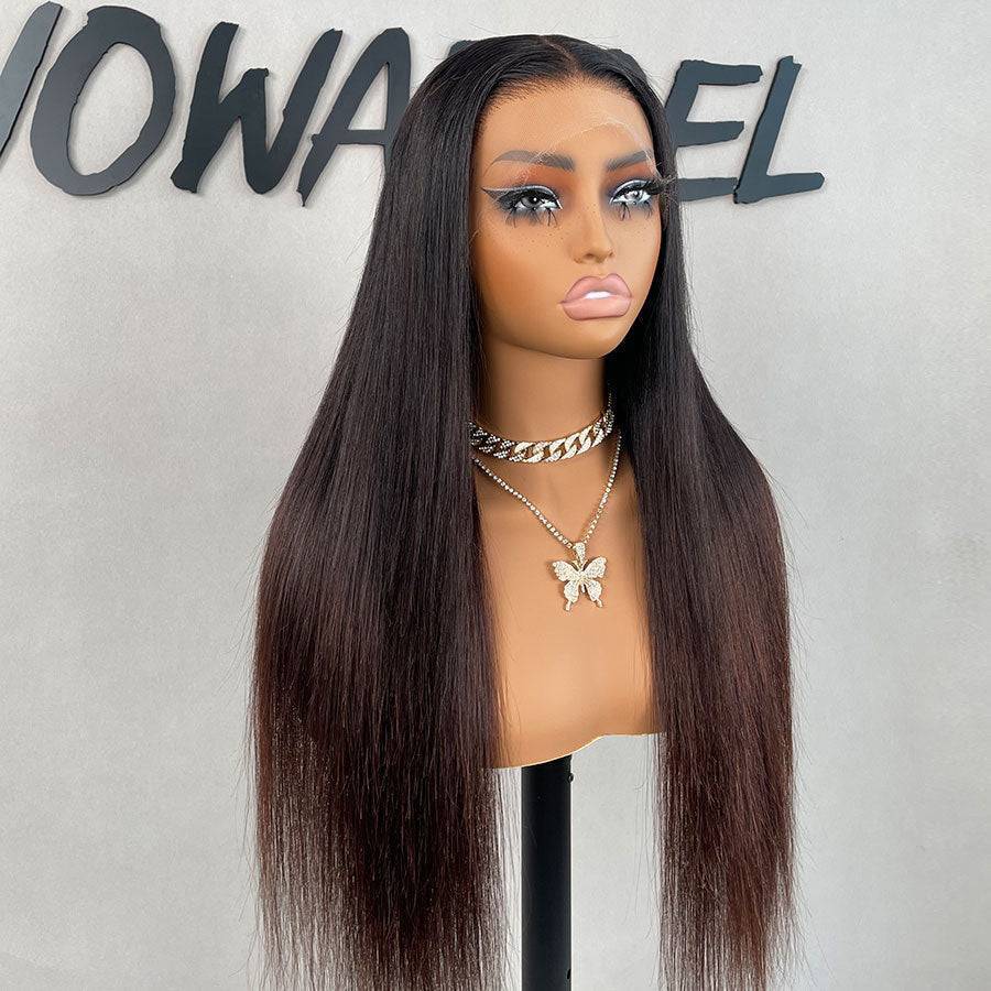 WOWANGEL Ombre Silky Straight 13x6 Skinlike Real HD Lace Front Wig - Natural Looking Human Hair Wig for Daily Wear & Special Occasions