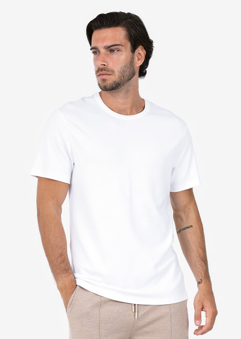 Premium Men's All Around Lounge T-Shirt - Soft Cotton Comfort Fit White Tee for Relaxing at Home, Lounging & Casual Outings