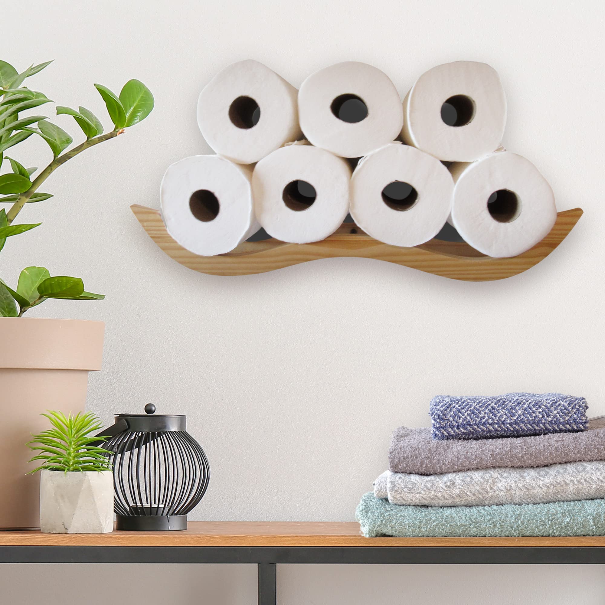 Large Wooden Cloud Toilet Paper Holder - Rustic Bathroom Wall Shelf for Toilet Paper Storage | Handcrafted Wooden Cloud Decor for Modern Farmhouse, Boho & Spa Bathrooms | Perfect Bathroom Organization & Wall Decor by WallCharmers