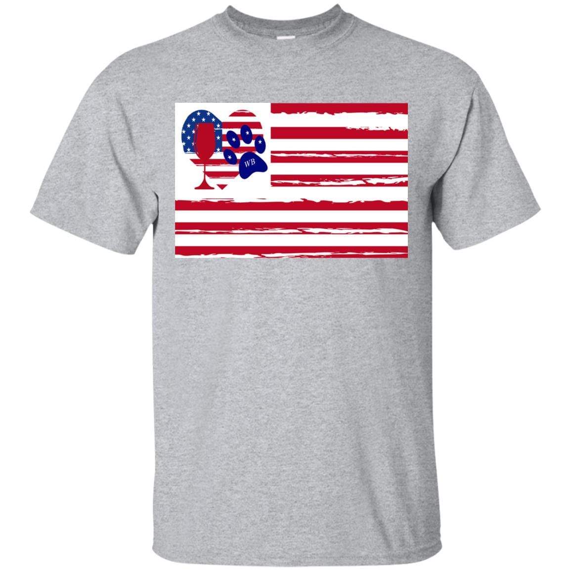 American Flag Wine Paw Heart T-Shirt - Ultra Cotton Comfort for Patriotic Pet Lovers | Perfect for 4th of July, BBQ Parties & Dog-Themed Events