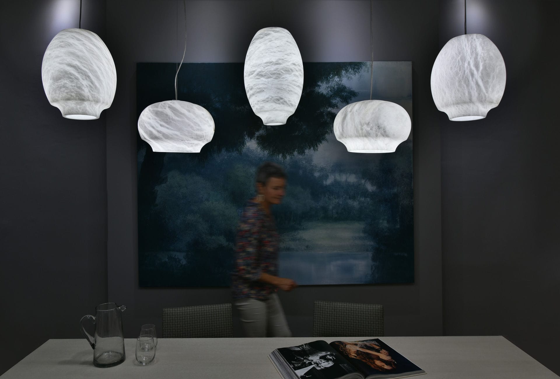 Elegant Camille Alabaster Pendant Light - Modern Minimalist Ceiling Lamp for Living Room, Bedroom & Dining Room - Natural Stone Lighting Fixture