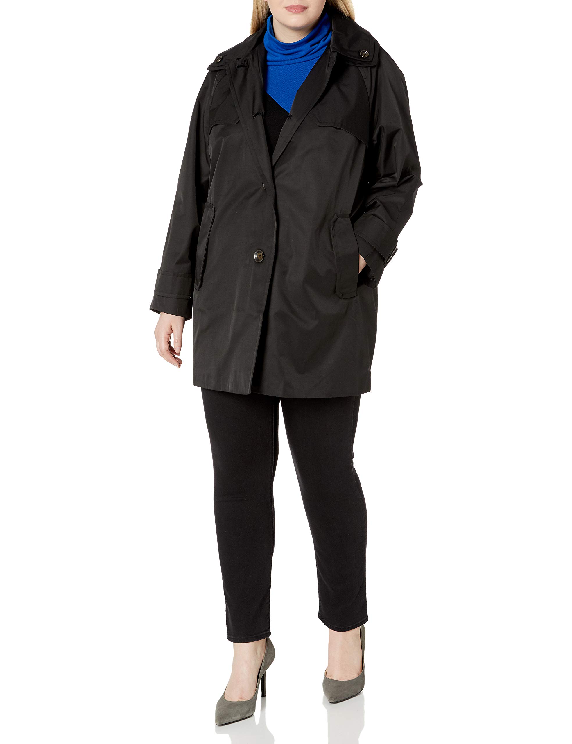 London Fog Women's Classic Button Front Topper Jacket - Water-Resistant Lightweight Outerwear for Work, Travel & Everyday Wear