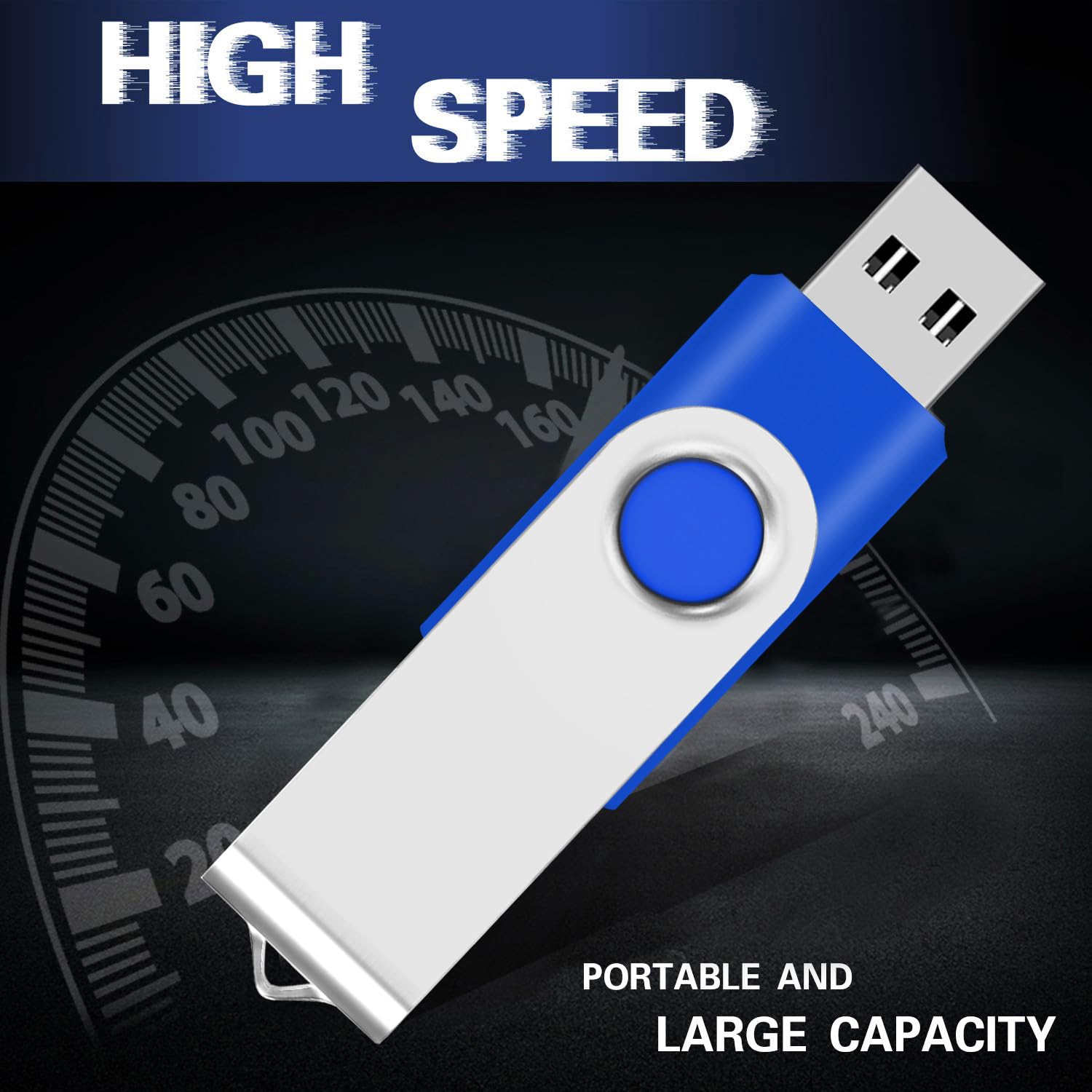 EASTBULL 50 Pack 8GB USB 2.0 Flash Drives Bulk - Swivel Thumb Drives with Metal Foldable Design (Blue) - Perfect for Data Storage, Business Promotions, School Projects & Bulk File Transfers