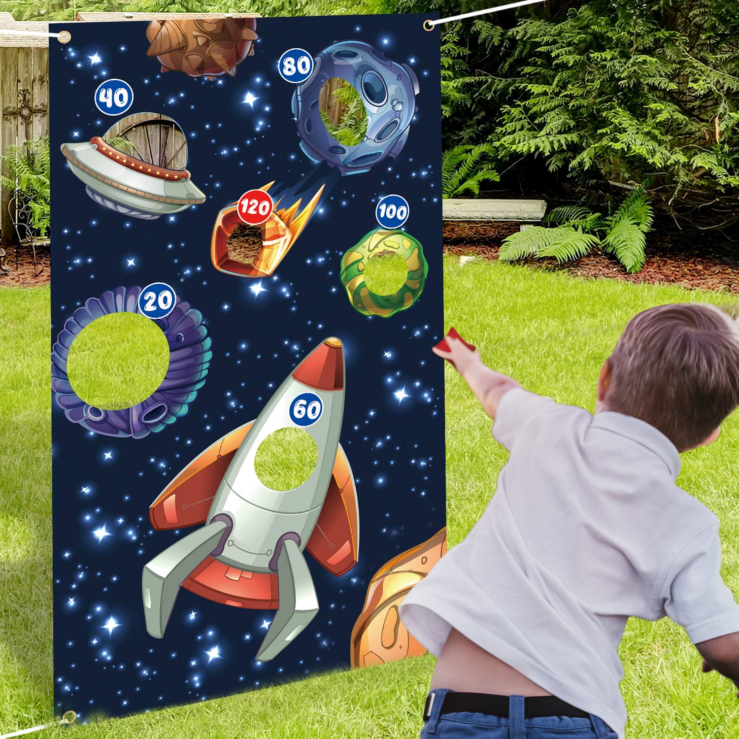 Galaxy Theme Party Decor - Space Toss Game Banner for Indoor & Outdoor Celebrations