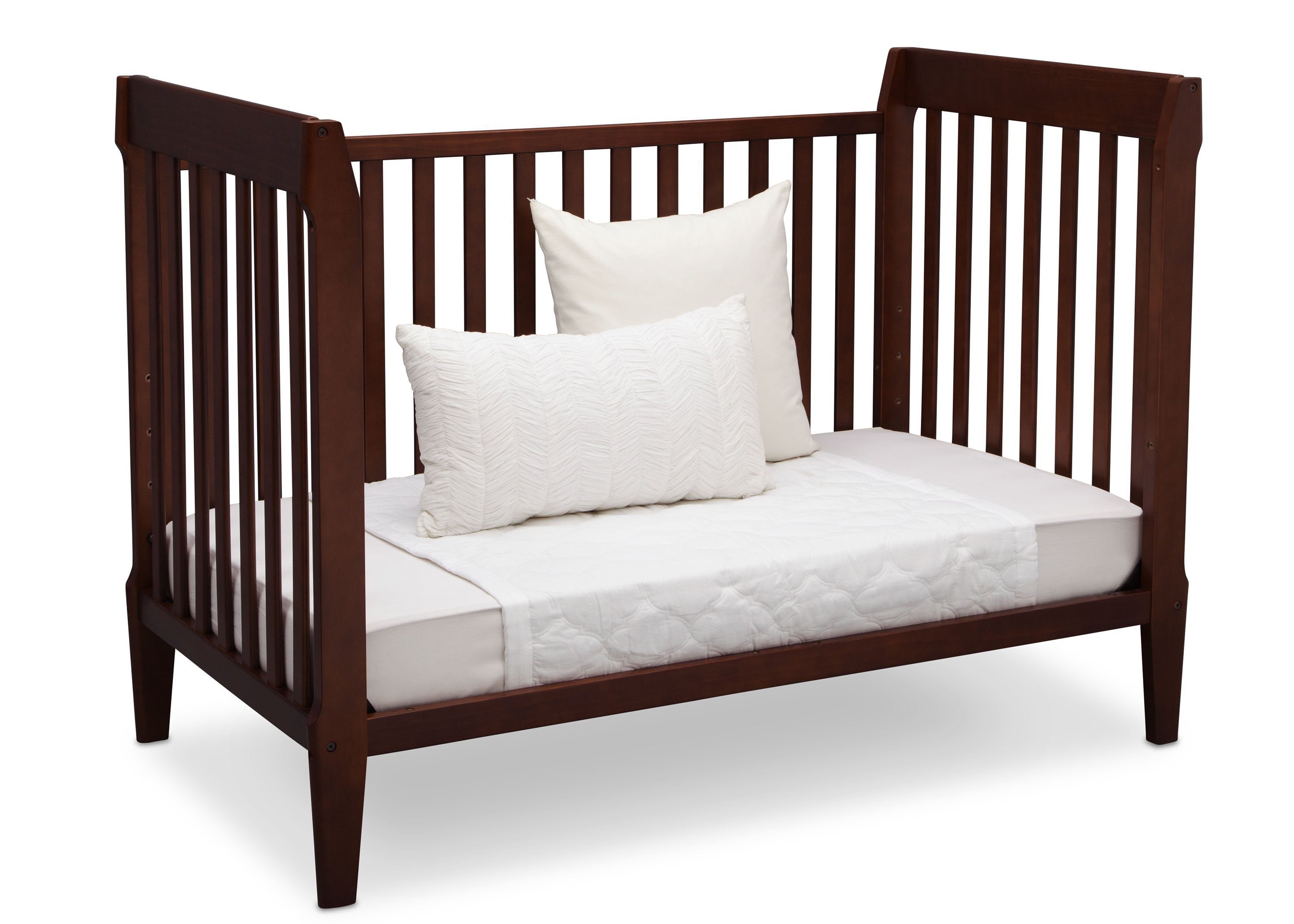 Mid Century Modern 5-in-1 Convertible Baby Crib - White Nursery Furniture for Boys & Girls - Perfect for Small Spaces, Daycare, and Guest Rooms