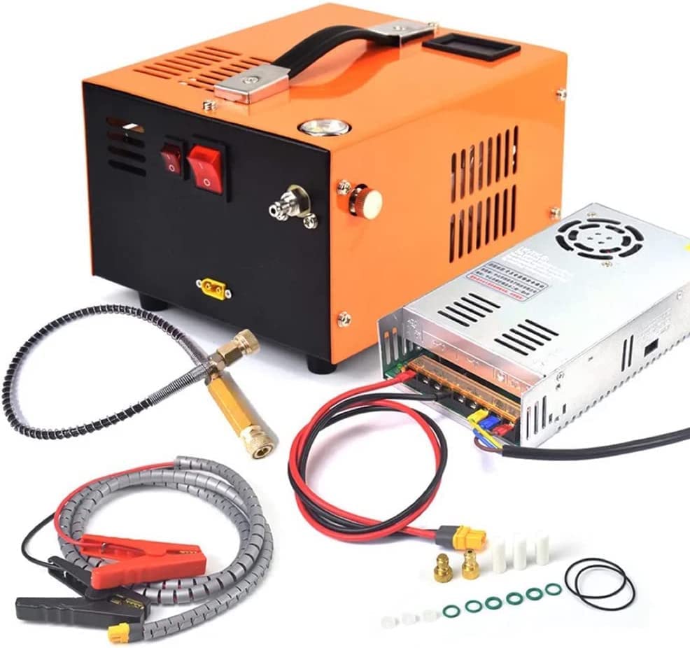 High Pressure PCP Air Compressor 1.5L - Built-in Water/Oil Separator Filter, 12V/110V Dual Power Portable Compressor for Airguns & Pneumatic Rifles - Car & Home Use with Safety Transformer (Perfect for Hunting, Target Shooting & Inflating Tires)