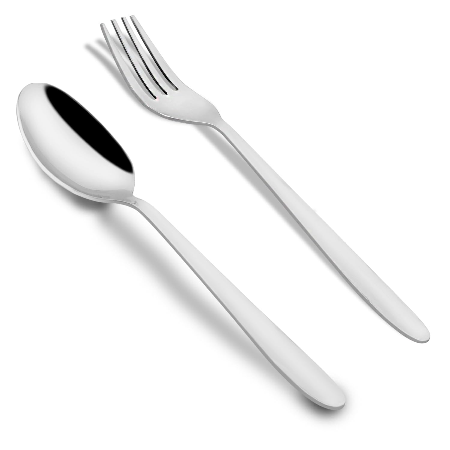 12-Piece Stainless Steel Tea Spoon & Fork Set - 6 Spoons & 6 Forks for Coffee, Sugar, Condiments & Spices - Elegant Silver Dining Cutlery (Sigma Design) - Perfect for Tea Parties, Coffee Breaks & Table Setting