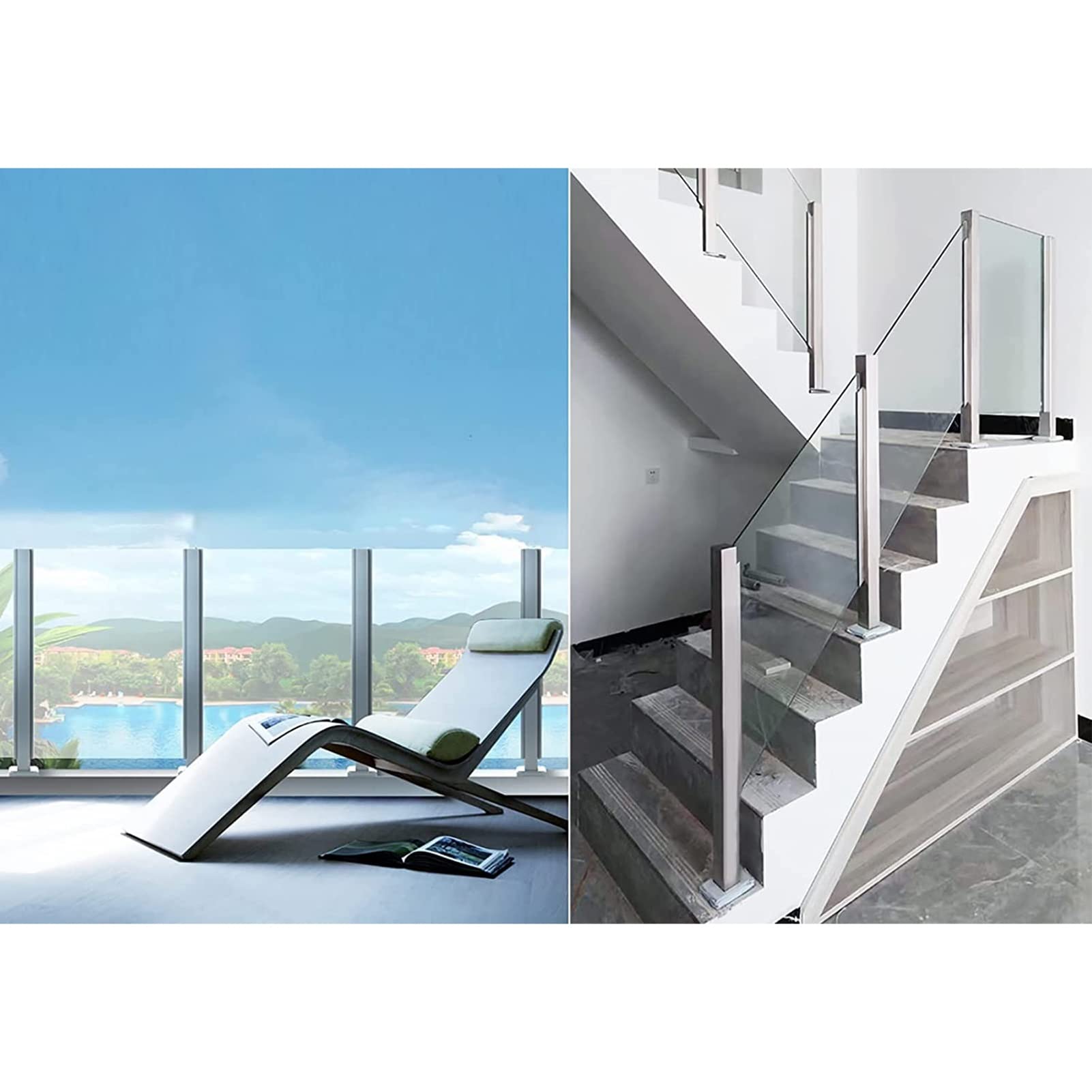 304 Stainless Steel Glass Balustrade Railing System - Patio Deck Fence Post with Fittings, Windproof Square Handrail for Garden, Stair & Commercial Use | Durable Indoor/Outdoor Glass Railing Solution for Home & Business