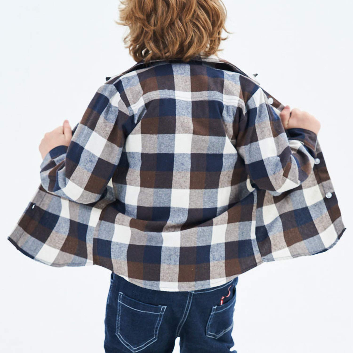 **Boys & Girls Plaid Flannel Shirts - Long Sleeve Button Down Dress Shirts for Kids 2T-8T | Casual & School Outfits**