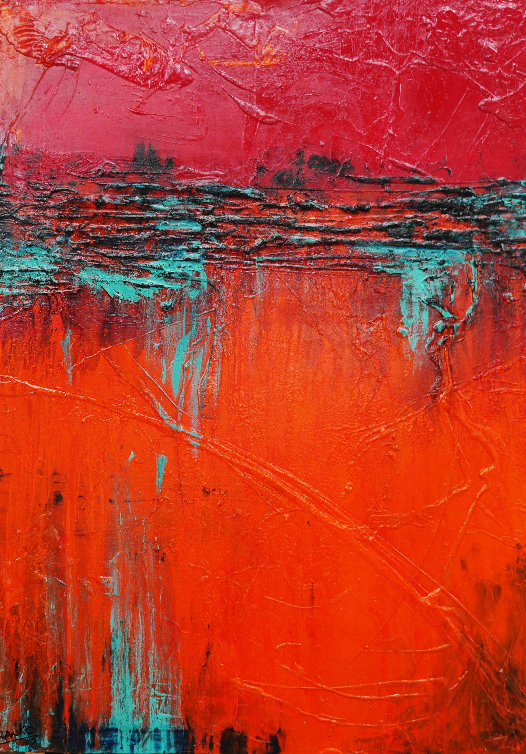 Red Jack Orange Bling 140cm x 100cm Abstract Canvas Art - Modern Home Decor for Living Room, Bedroom & Office Wall