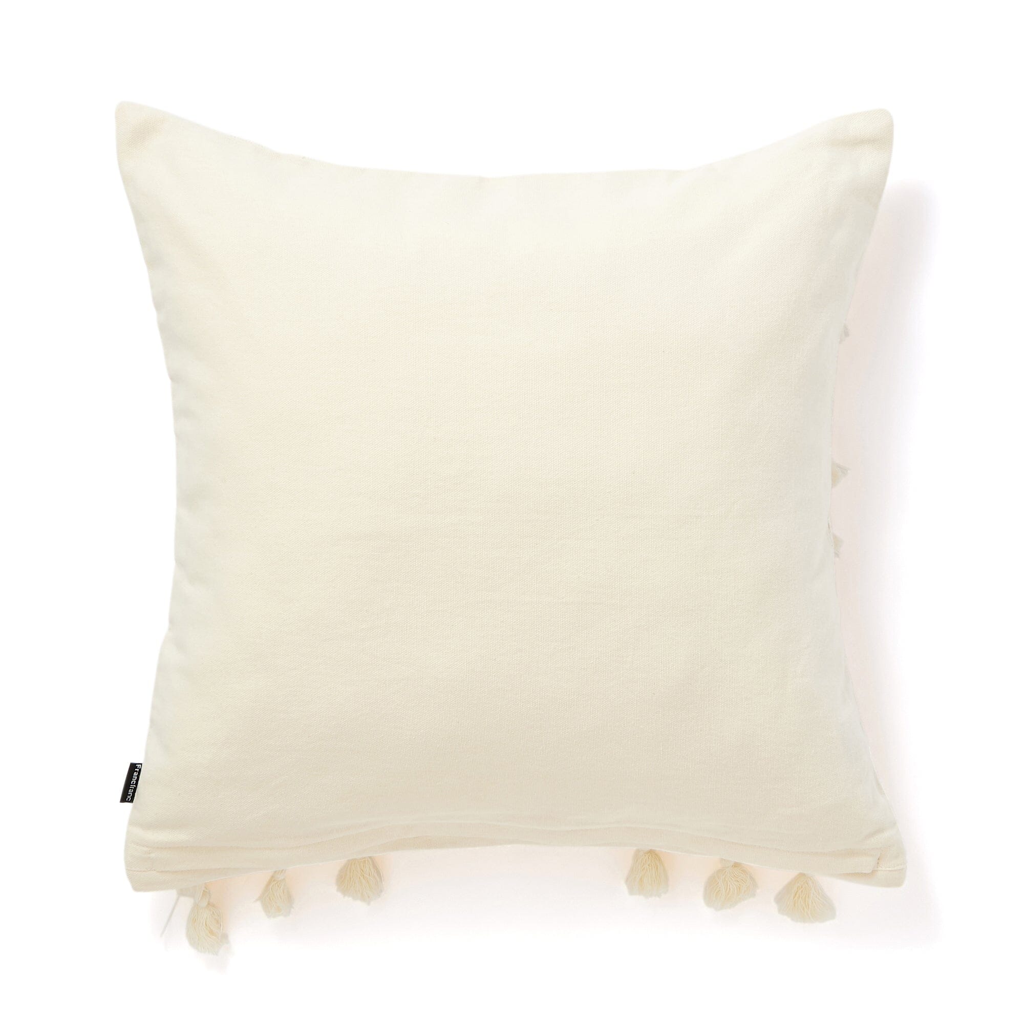 Bohemian Fringe Tassel Cushion Cover 18x18 Inches - Soft Cotton Decorative Pillow Case for Sofa, Bed, Chair - White Home Decor for Living Room, Bedroom, Nursery