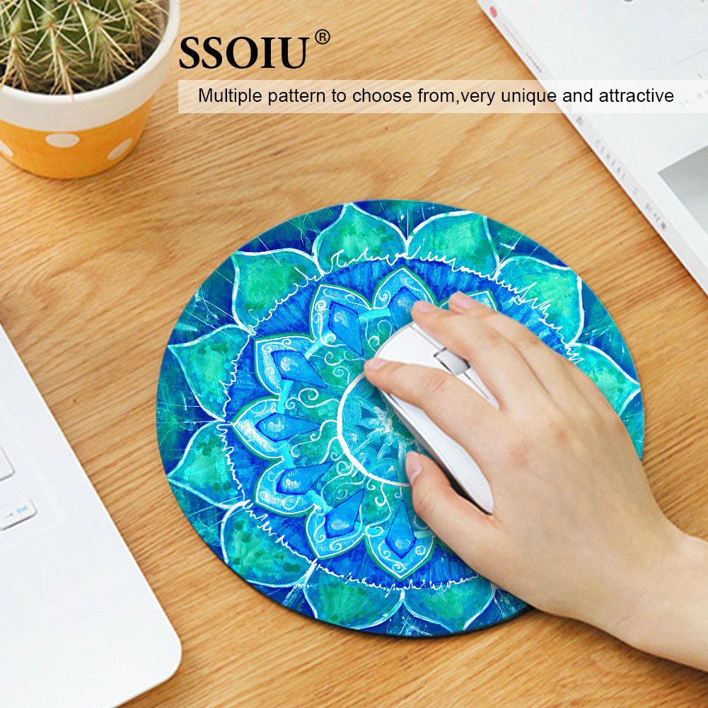 Custom Mandala Gaming Mouse Pad - Non-Slip Round Mouse Mat for PC, Laptop & Desktop Computers | Ergonomic Office & Home Workspace Accessory for Gamers & Professionals