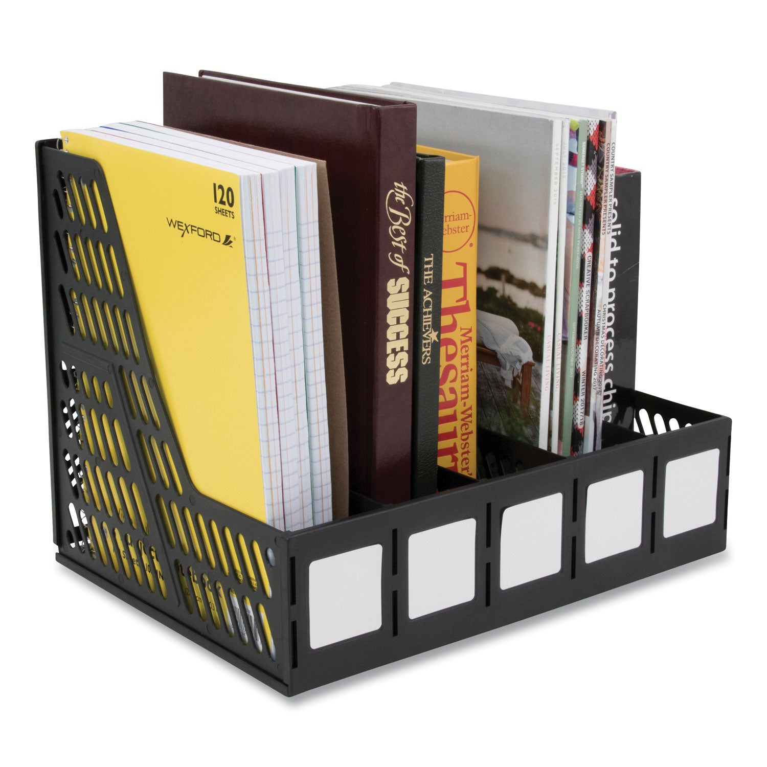 Advantus 5-Slot Literature File Organizer - 13.25 x 10 x 10.25 Inches, Black Document Holder for Office, School & Home Organization