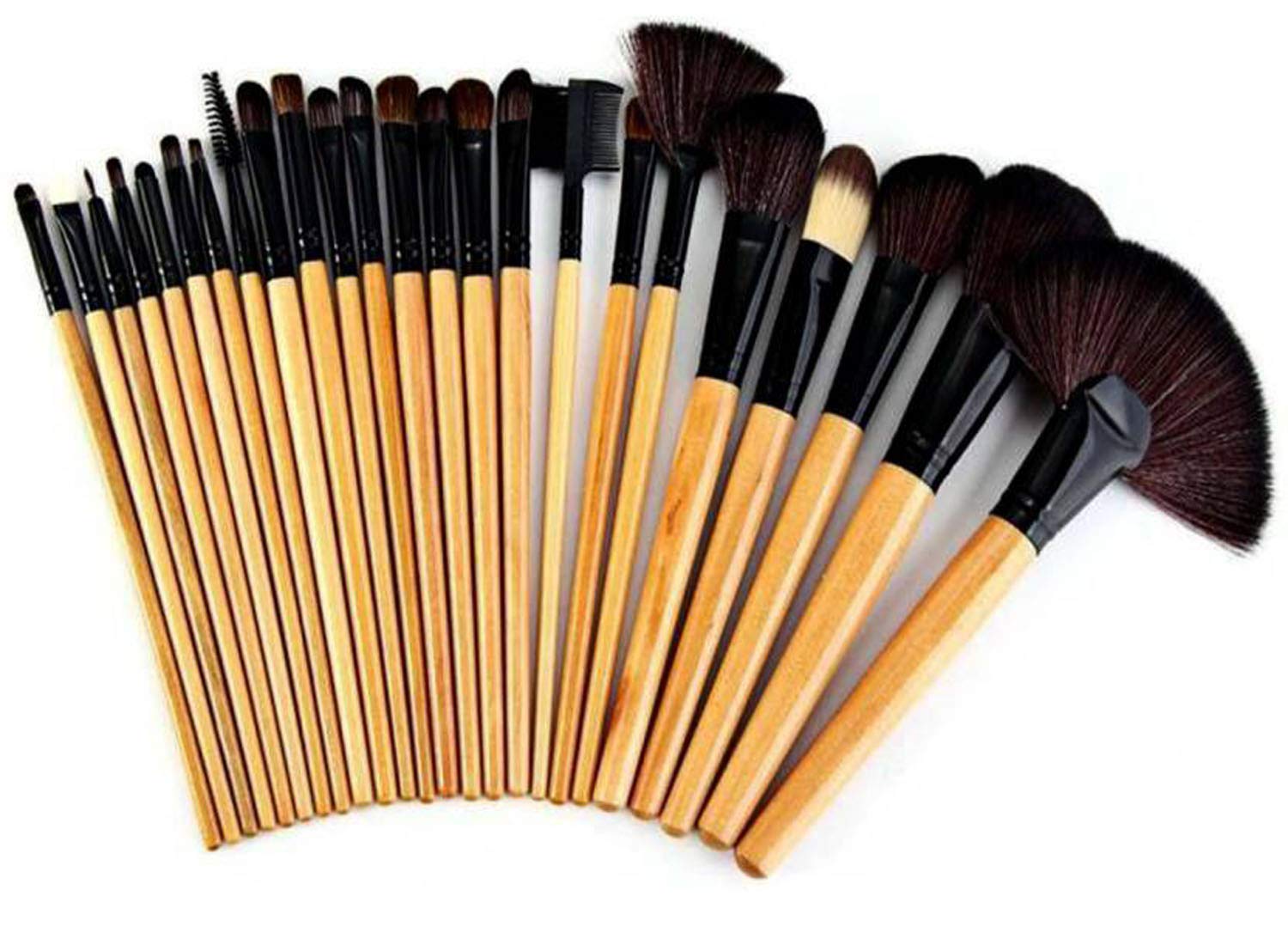 24pcs Professional Makeup Brush Set with Leather Pouch - Perfect for Travel & Home Use