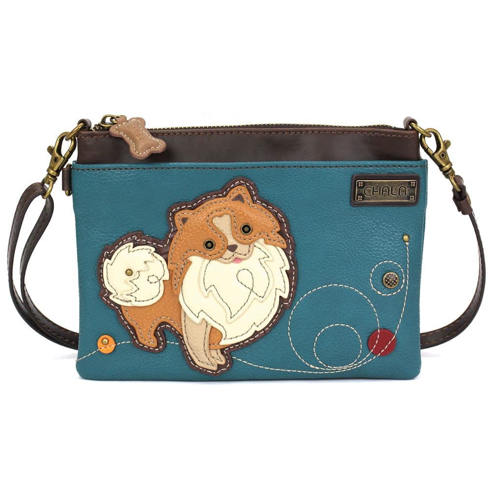 Chala Group Chala Handbags Pomeranian Mini Crossbody Bag with Convertible Straps - Turquoise Blue Small Shoulder Purse for Women, Perfect for Daily Use, Shopping, Travel and Date Night