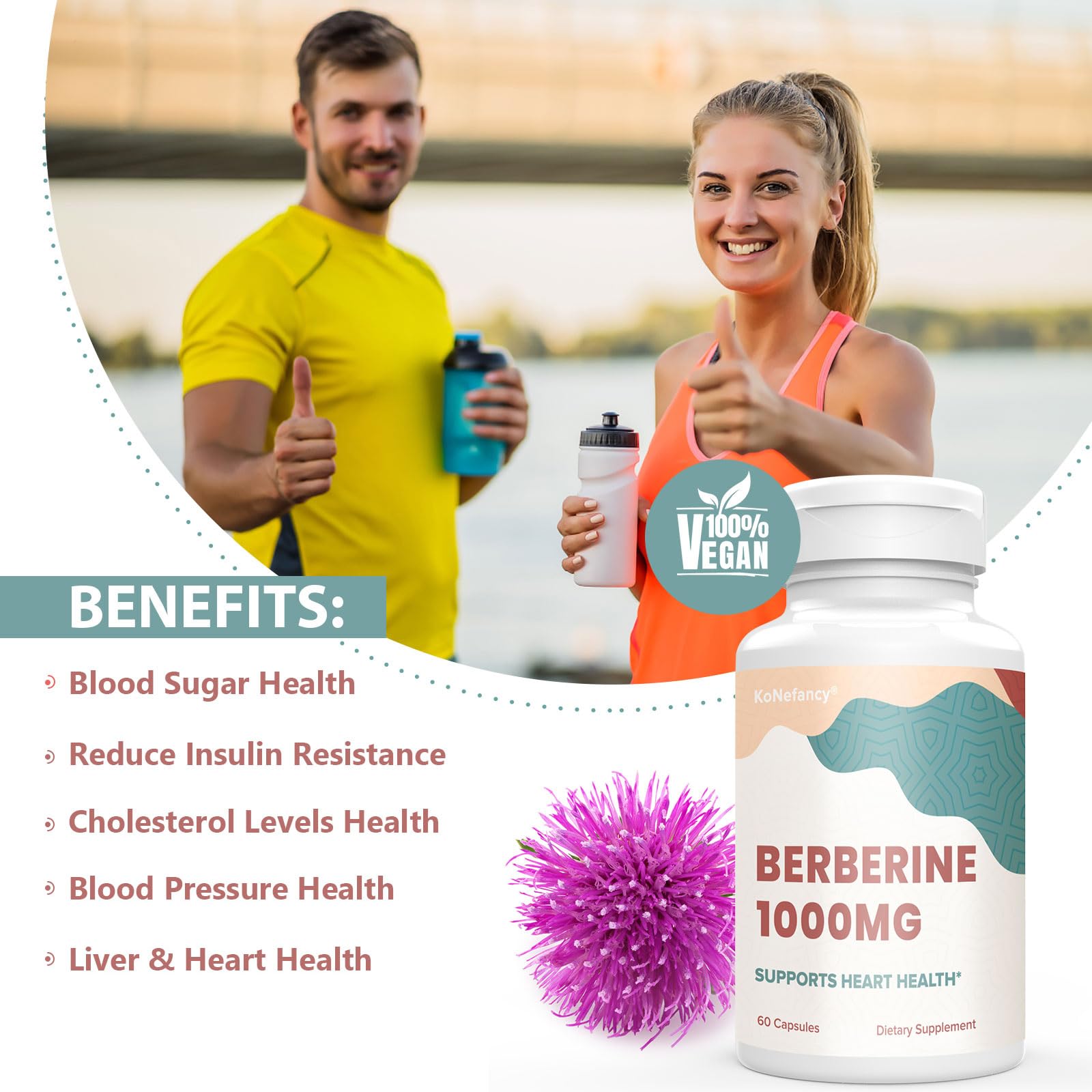 Premium Berberine HCL 1000mg Supplement with Silymarin Complex - High Absorption Vegan Capsules for Cardiovascular & Blood Sugar Support - 60 Count (Pack of 10) for Daily Wellness & Natural Health Maintenance