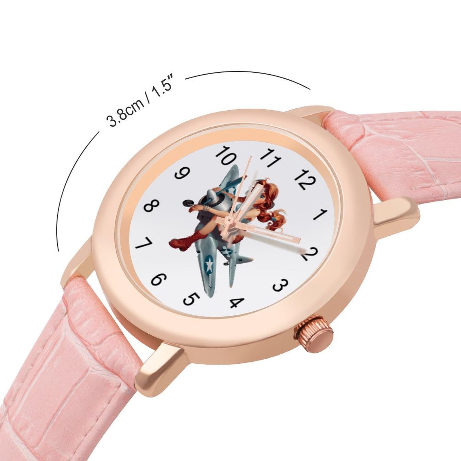 Pin Up Girl Bomber Women's Watch - Leather Strap Quartz Watch for Travel & Work
