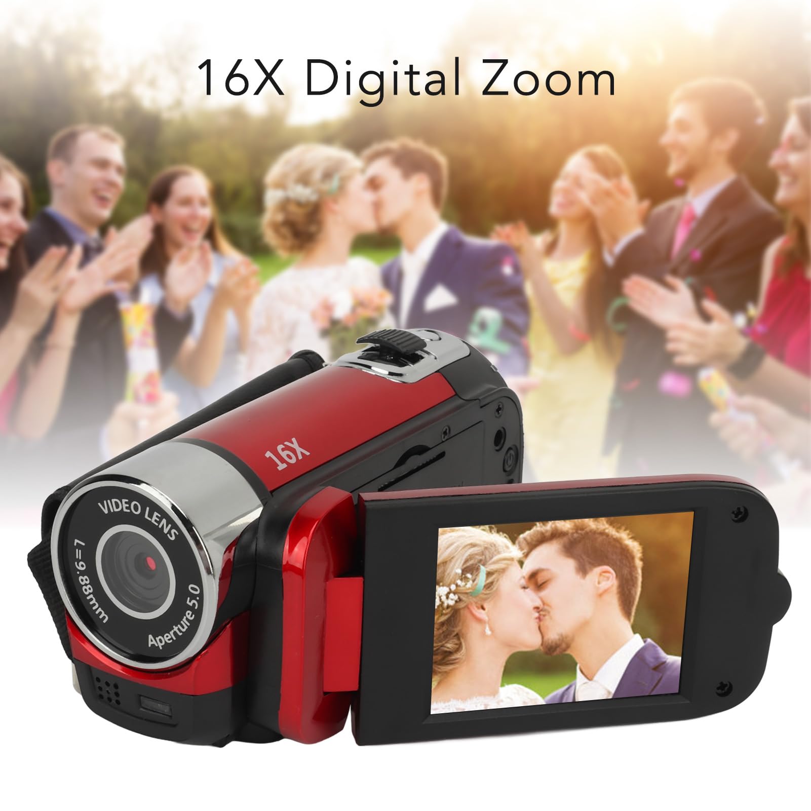 Plyisty Kids Video Camera - 1080P HD 16MP Digital Camcorder with 16X Zoom, Vlogging Camera for Toddlers, Boys & Girls (Red) - Perfect for Birthday Gifts, Travel Recording & First Photography Experience