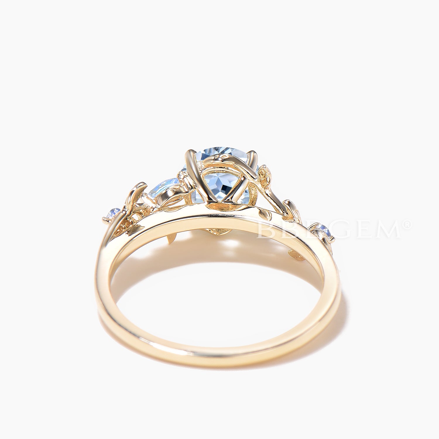 Natural Aquamarine & Moonstone Engagement Ring - Nature Inspired Leaf Design for Women, Perfect for Weddings, Proposals & Special Occasions